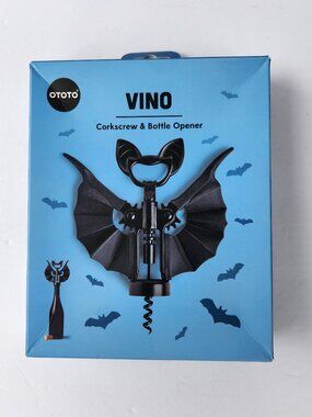 OTOTO Vino Spooky Bat Corkscrew and Bottle  2-In-One Opener Novelty Halloween